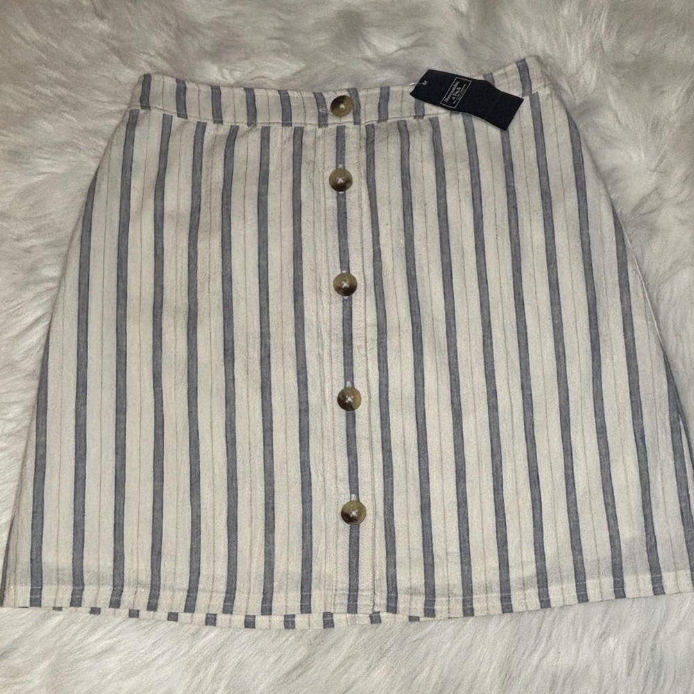 Striped Button-Front Skirt